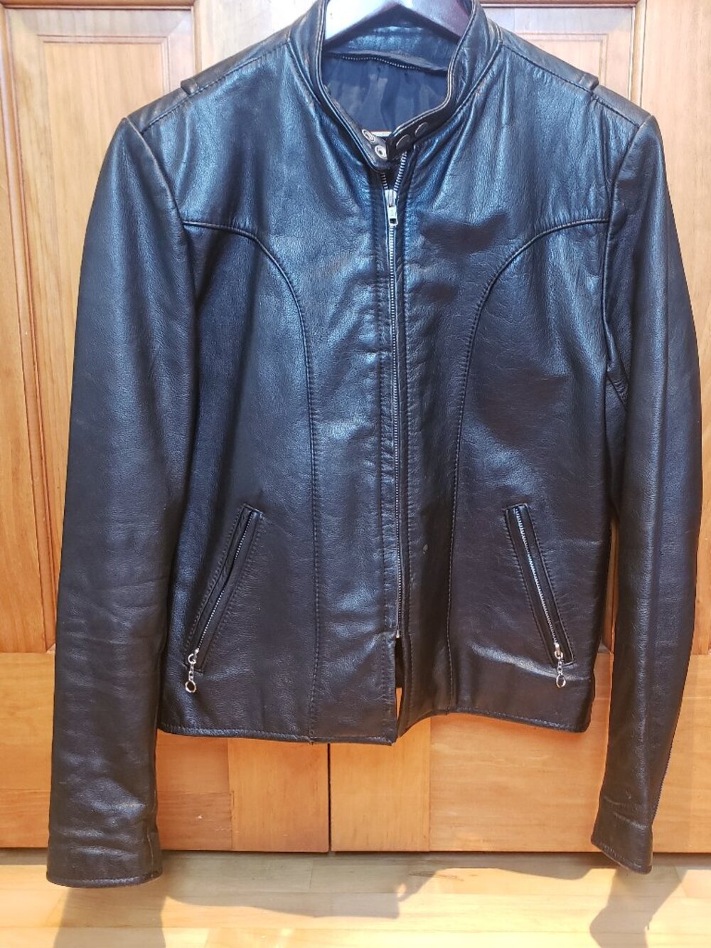 Vintage Bermans Black Leather Motorcycle jacket Men 38 Classic Insulated Moto
